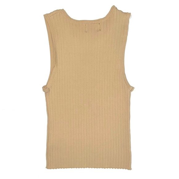 Amanda Maria Nude Tan High Neck Ribbed Tank Top Size Medium - Picture 6 of 10